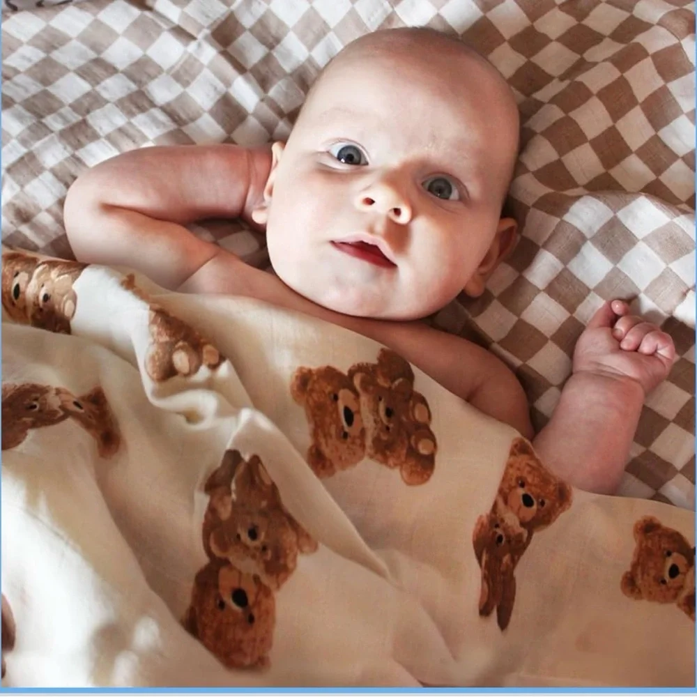 Beige & Cream Diaper Cover Set – Teddy & Check